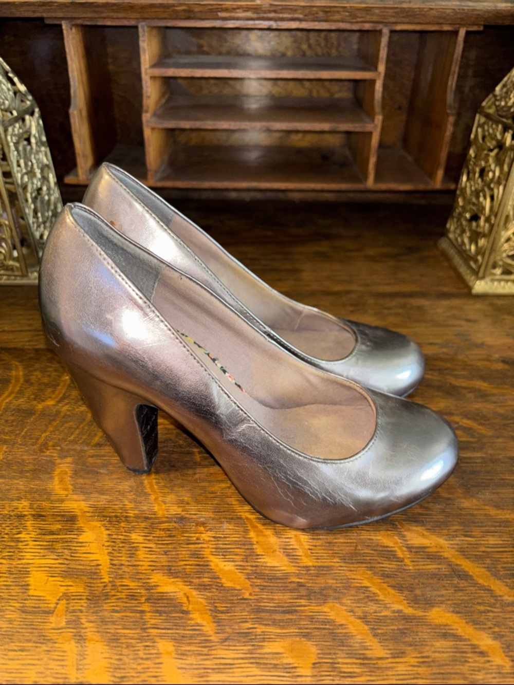 American Rag Metallic Silver Round-Toe Heels - Picture 2 of 10